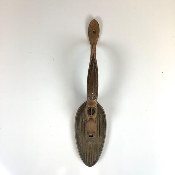 Art Deco Vtg Brass Door Handle Pull w/Thumb Latch Architectural Salvage 14” - Picture 2 of 8